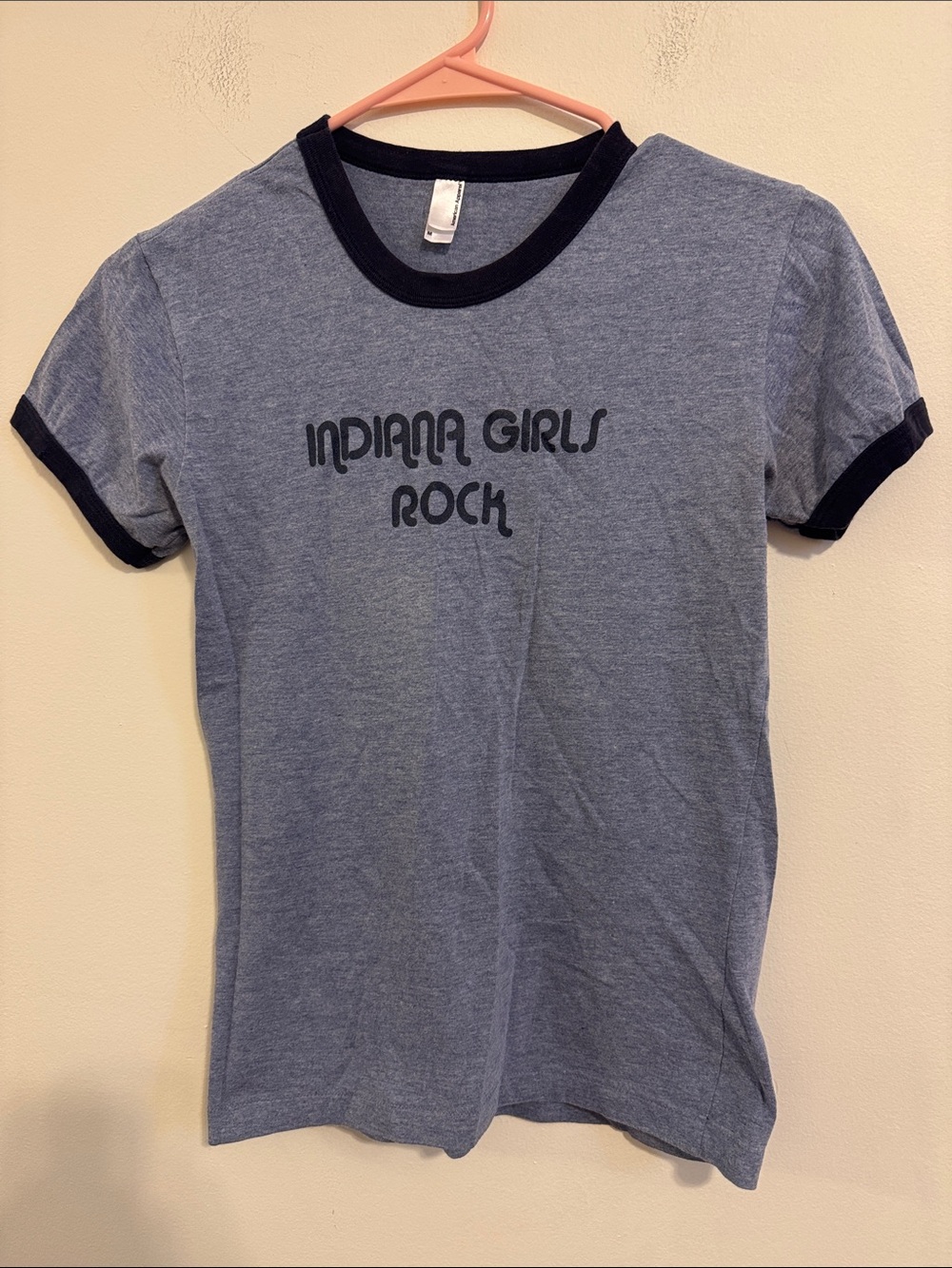 American Apparel Heather Gray Ringer Tee with Black Trim